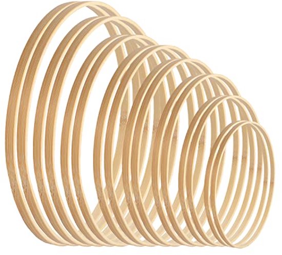 Houten knutselringen voor dromenvangers en macramé - 16 stuks in 8