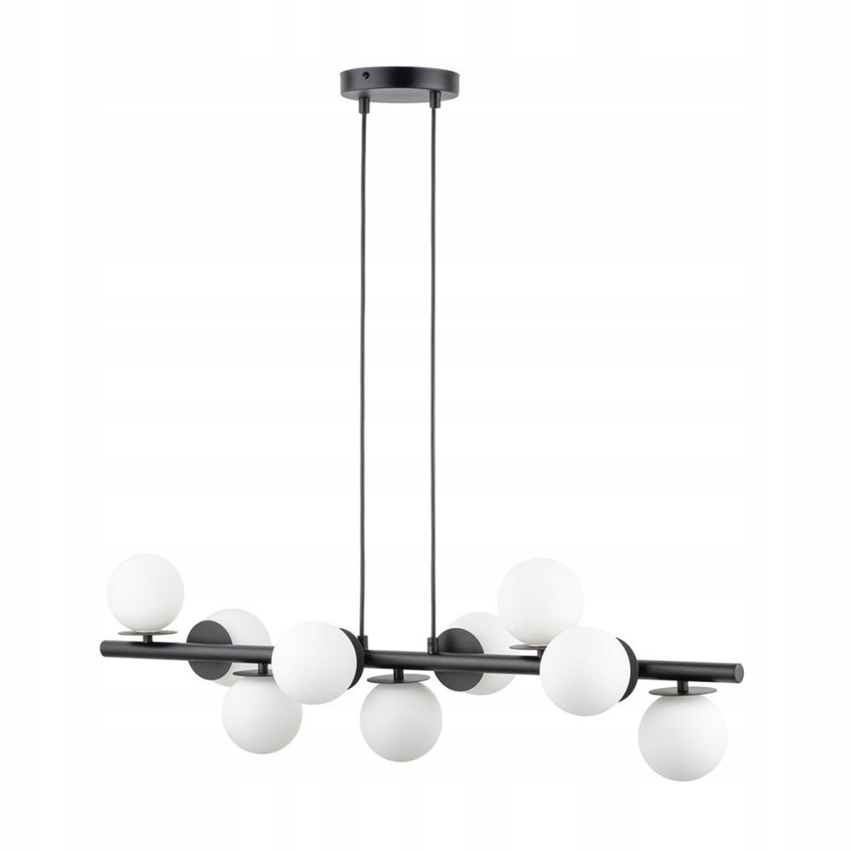 AVOLA 9 Hanglamp: Melkwitte Glazen Bollen, Zwart/Wit