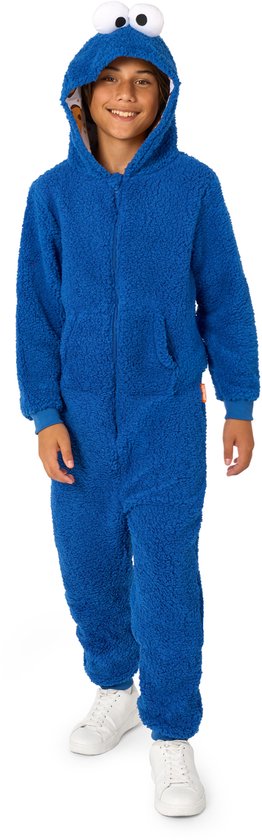 OppoSuits Cookie Monster Kids Onesie - Sesamstraat Huispak - Kinder Kleding voor Koekiemonster Outfit - Carnaval - Blauw - Maat: XL - 158/164 - 170/176 - 14-16 Jaar