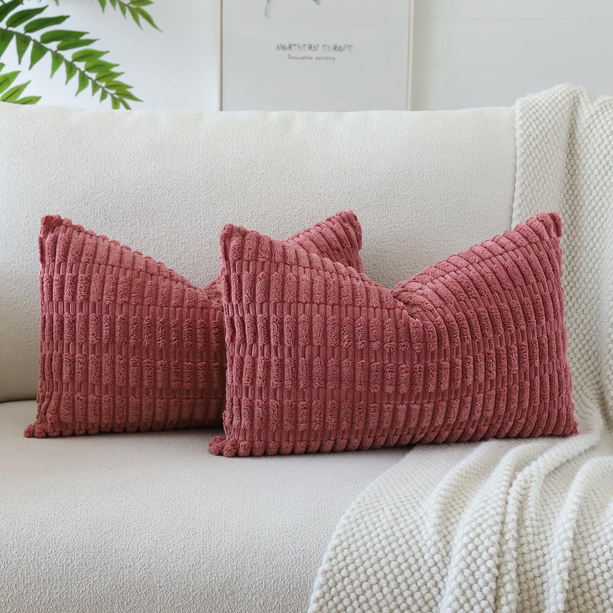 Unyqoos Set van 2 decoratieve corduroy kussenslopen voor woonkamer en slaapkamer jam