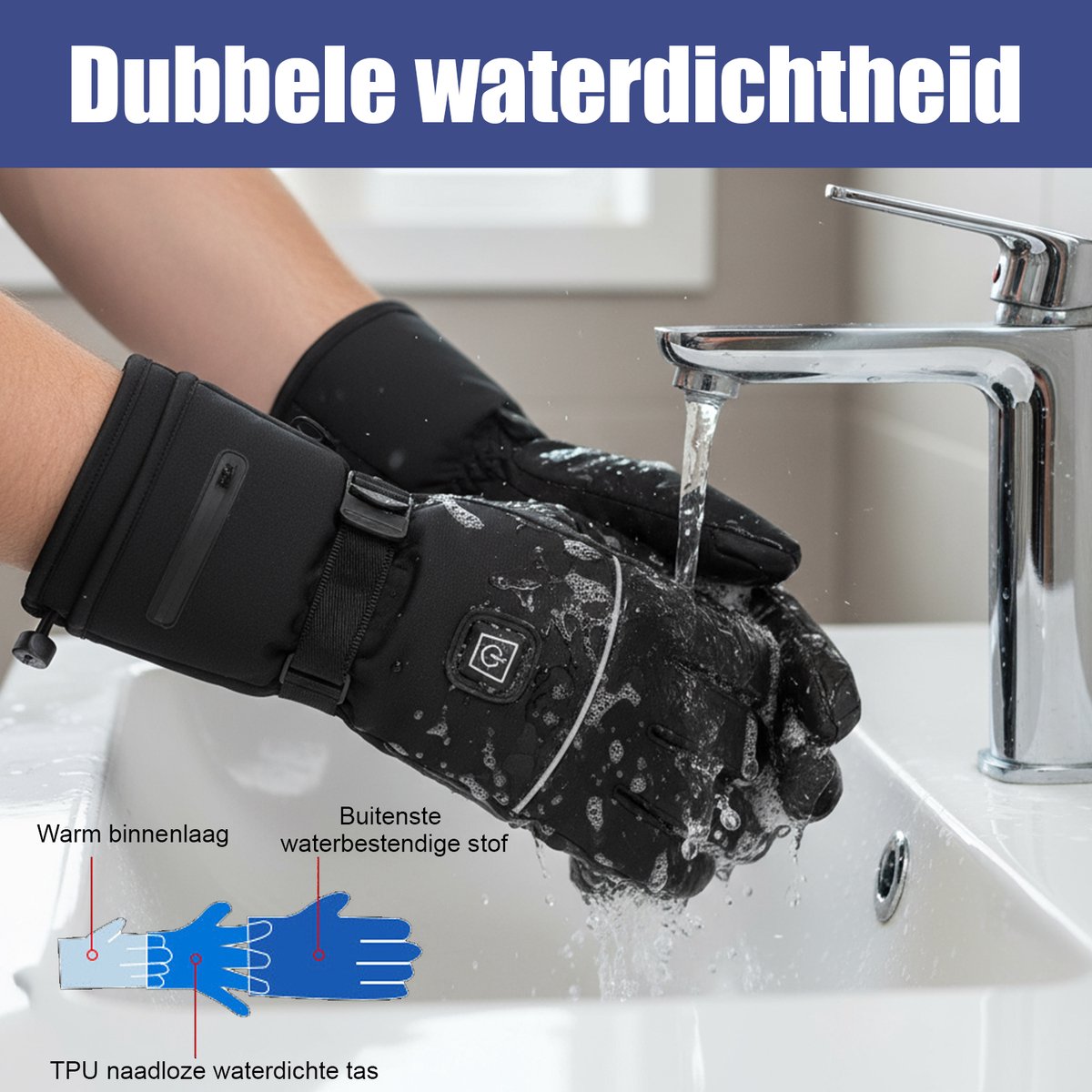 QTTVBTNA - Verwarmde handschoenen - Slimme Elektrische Handschoenen - Volledige Vingers & Handrug Verwarming - Waterdicht - Touchscreen - Outdoor winter bescherming - Zwart - L - 1 Paar — cadeau in Sport & Outdoor - foto 3