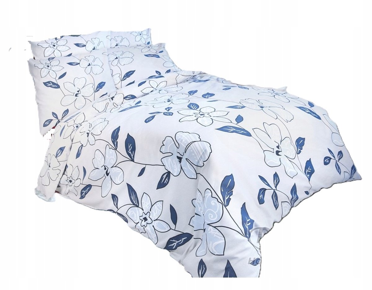 Darymex Katoen Satijn Beddengoed 220x200cm - Grijs met Blauwe Bloemen