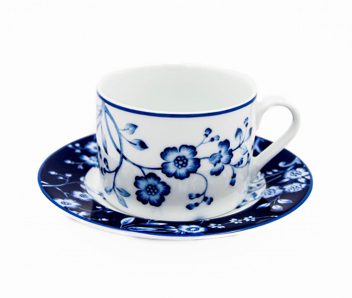 Bogucice Evia Blue Kop en Schotel Set 220ml - Bloemendesign