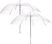 Paraplu met kunststof handvat - 2x - transparant - dia 90 cm - doorzichtig - pvc