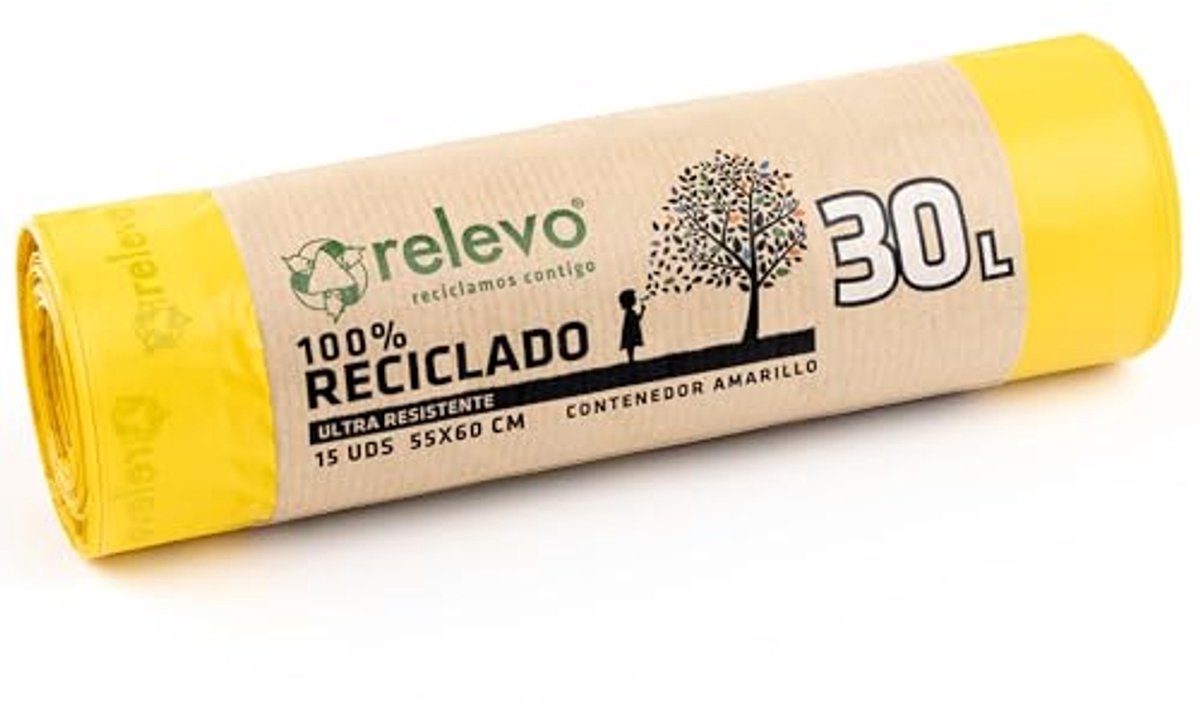 100% gerecycled vuilniszakken - extra sterk, 30 L, 15 stuks