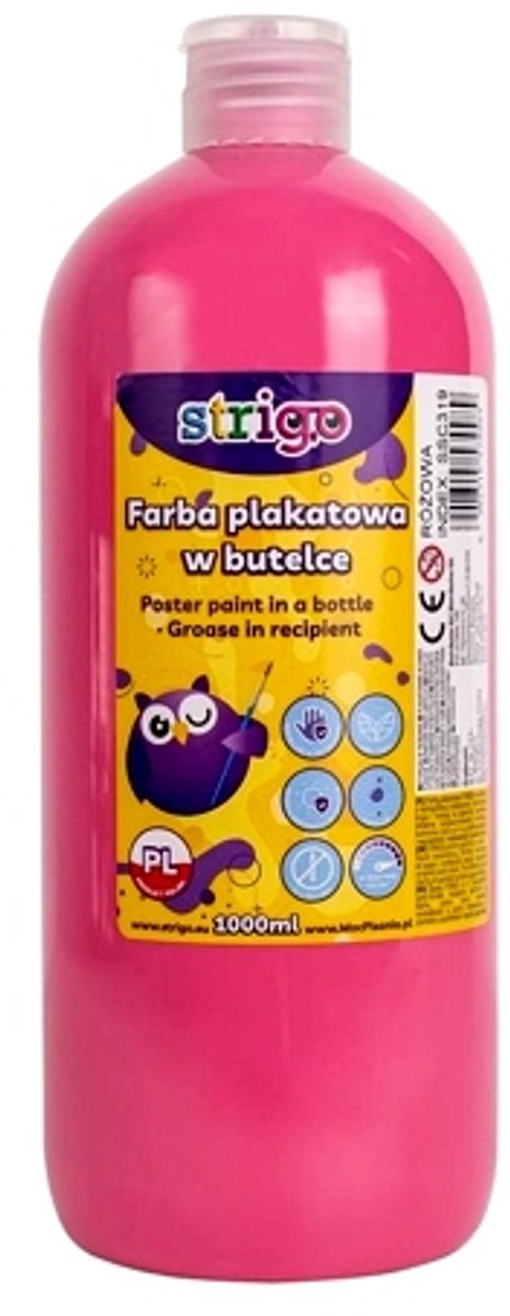 Strigo Plakkaatverf 1000 ml - Levendig Roze