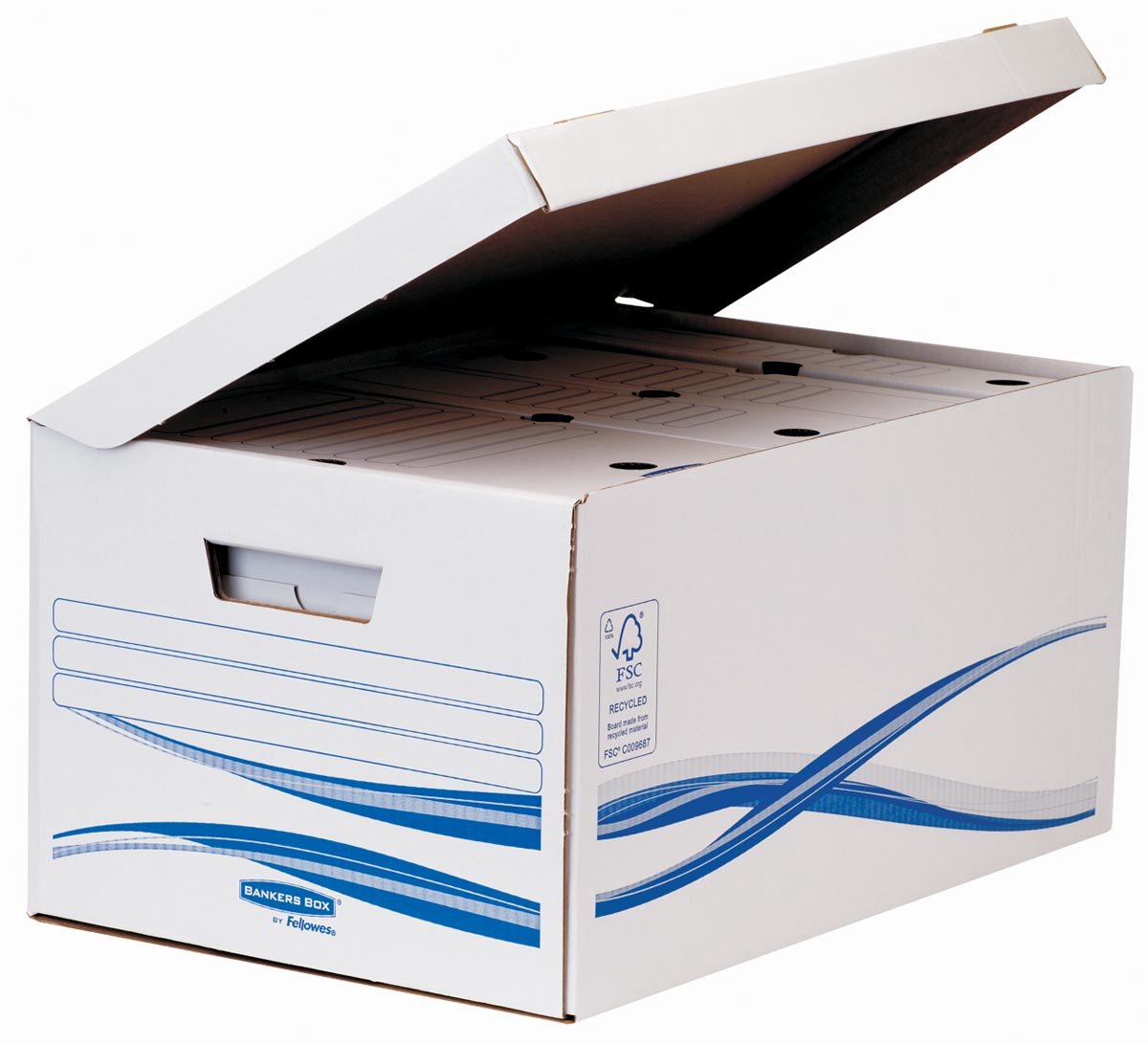 Bankers Box opbergdoos basic plus 6 x 80mm - archiefdozen - wit-blauw