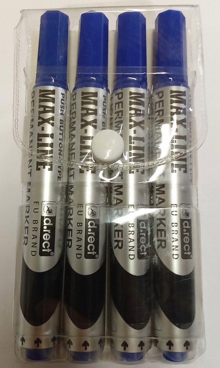 D.Rect ML100 Permanente Markers Blauw 4 Stuks met Pomp