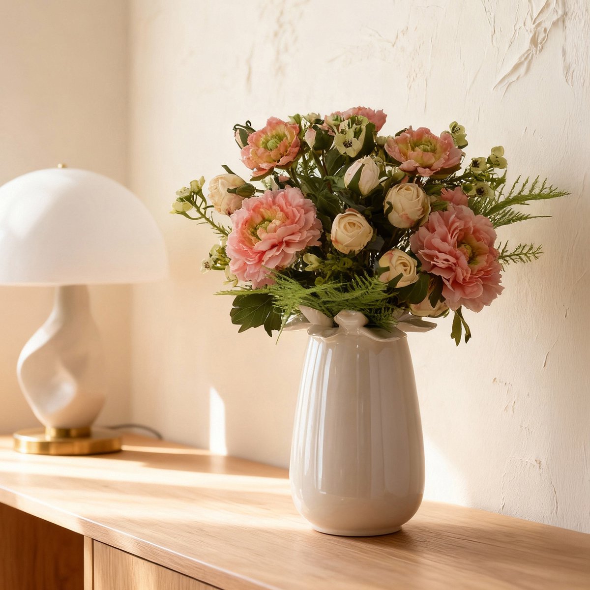 maxifleur Kunstplanten Handgebonden Kunstboeket Frieda Bern 35cm Roze