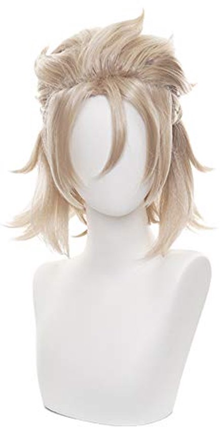 ROMOLY Zilverwitte Cosplay Pruik – 30 Cm Lang, Met Pruiknet, Verstelbaar, Voor Heren En Cosplay-fans