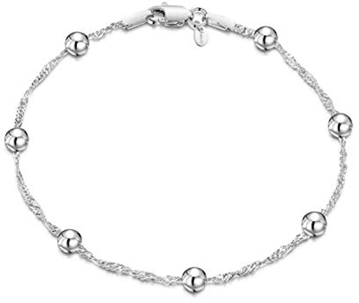 Twist Link Bracelet van 925 Sterling Zilver voor Dames en Heren - Unisex Charm Armband - Verkrijgbaar in 18 en 19 cm