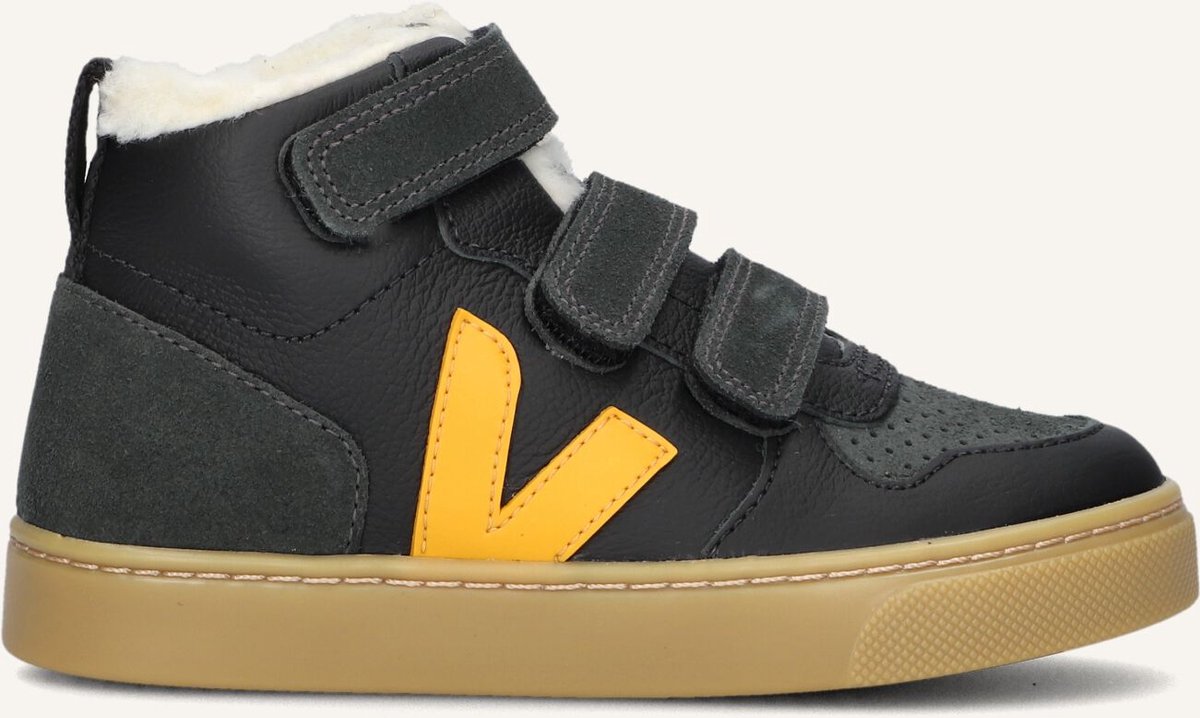 VEJA Small V-10 Mid Sneakers Kids - Leren Sneaker - Zwart - Maat 34