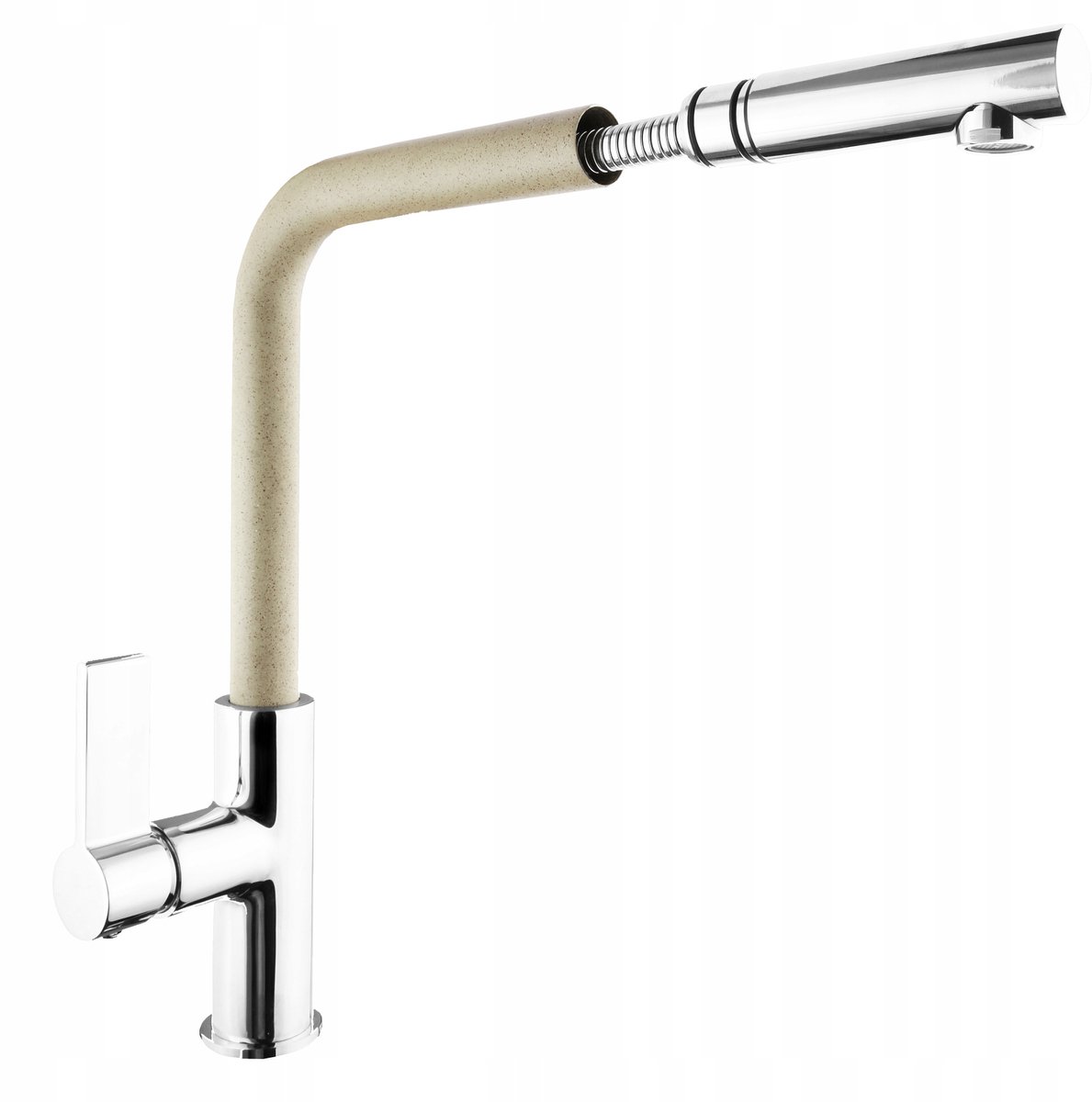 Moderne Beige Keukenkraan met Uittrekbare Uitloop - LINEA