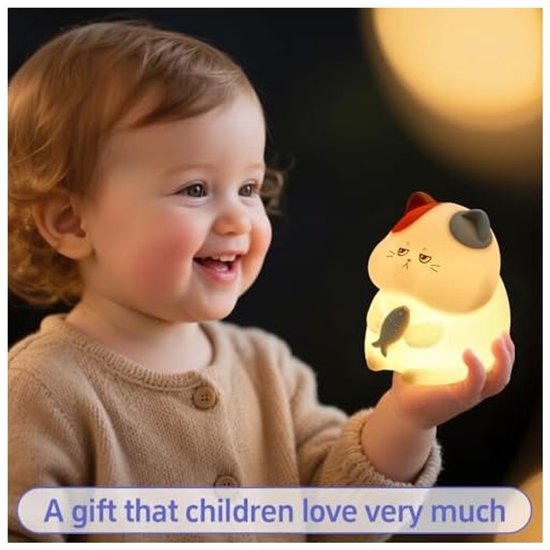 Schattige kat eet nachtlampje - Kleurveranderende sfeerlamp met oogbeschermingsfunctie, een slaapgenoot in de slaapkamer en een geweldig cadeau voor Kerstmis — afbeelding 5
