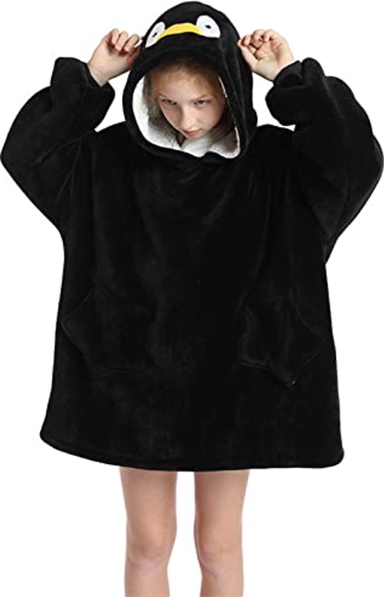 Oversized Hoodie Deken - Warme Pluizige Sweatshirt met Enorme Zak - One Size Fits All