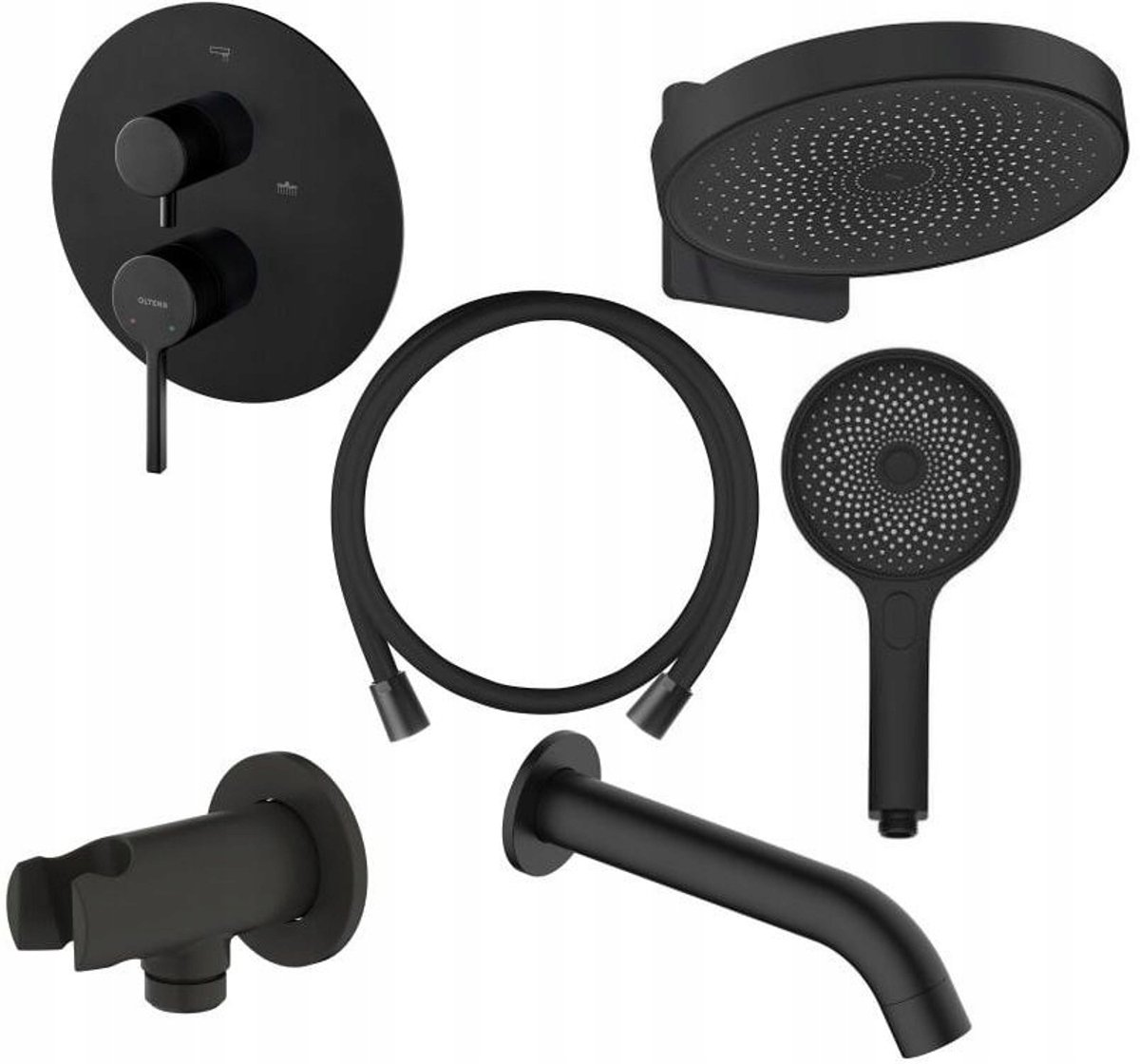Oltens Rann Doucheset Inbouw Zwart Mat met Regendouche & Handdouche