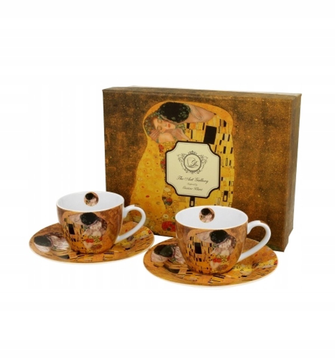 2 Espresso Kopjes met Schotels - The Kiss - Gustav Klimt
