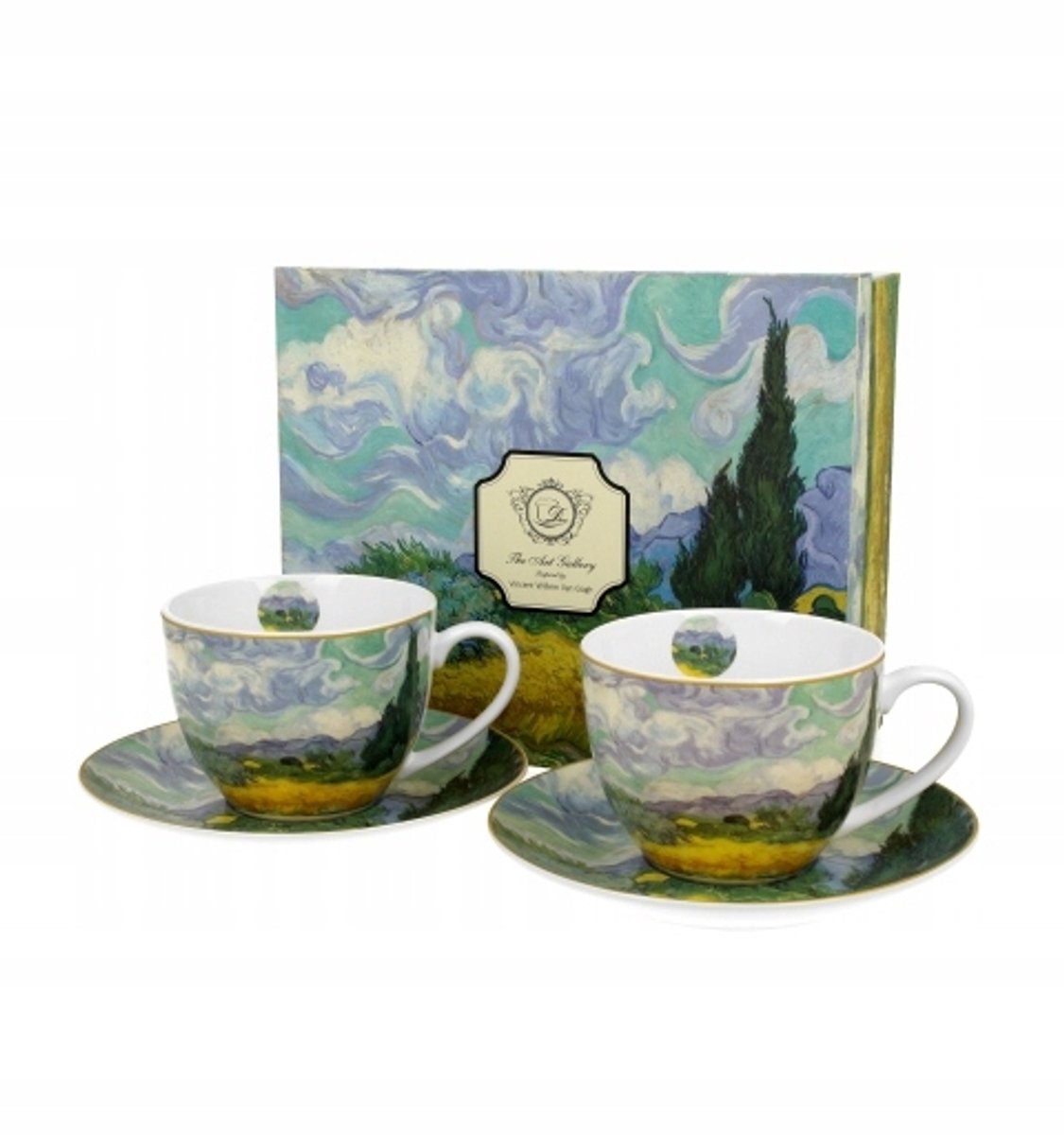 Van Gogh Tarweveld Porseleinen Kopjes met Schotels (2 stuks, 250ml)