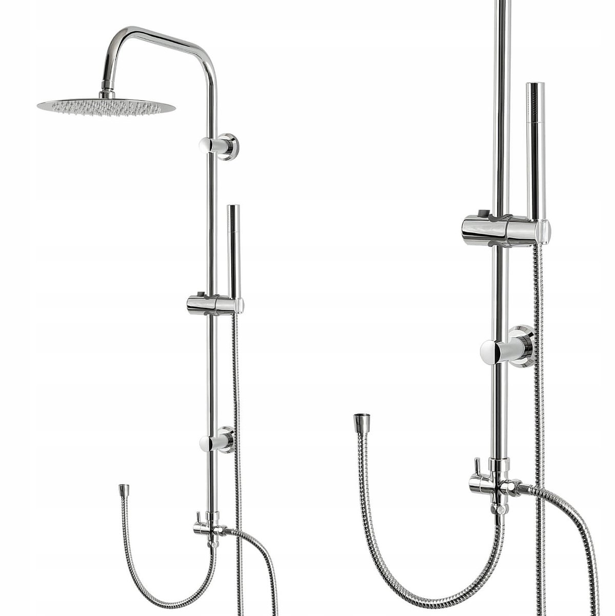 Douchekolom met Regendouche 25cm - Messing/RVS - Zwart