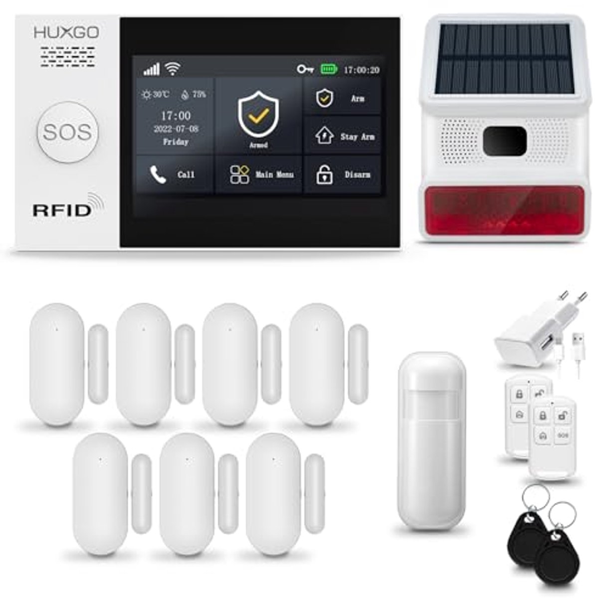 Draadloos Alarmsysteem 4G LTE + WiFi met Sirene | Beveiligingsset voor Thuis met Bewegingssensor en Deursensoren