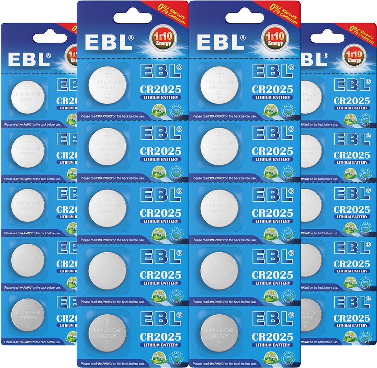 EBL 20-Pack CR2025 Lithium Knoopcel - CR2025 batterij - CR2025 lithium 3v batterij