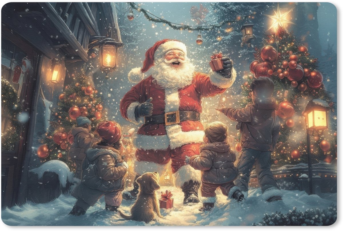 Muismat 27x18 cm - Mousepad Kerstvreugde - Sneeuw - Kleurrijk - Muismatten