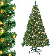 Sapin de Noël LED 240 cm, lumières blanc chaud, 8 modes d'éclairage, pliable automatiquement, IP44, décoration d'intérieur avec support