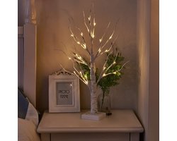 Décorations de Noël - Guirlande lumineuse - Sapin lumineux ( Set de 2) - Sapin lumineux - LED blanc chaud - Branches de bouleau lumineuses pour intérieur - Décorations de Noël - Sapin lumineux de 60 cm - Wit