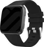 Siliconen Smartwatch bandje - Geschikt voor Fitbit Versa / Versa 2 bandje siliconen - Zwart - Strap-it Horlogeband / Polsband / Armband - Maat: Maat S