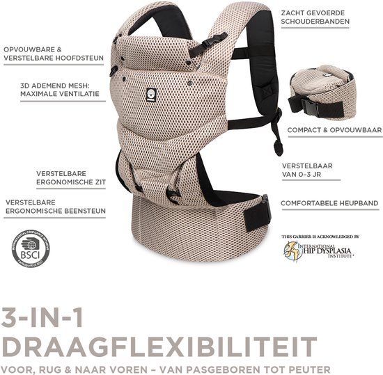 Dooky Draagzak Baby - Baby Carrier Urban Comfort Grey sapphire - Kinderdrager - Draagzak Peuter en Baby 3,5-15 kg - Ergonomische M-positie - Rugdrager - Verstelbaar en Ademend - Draagzakken - Babydraagzak