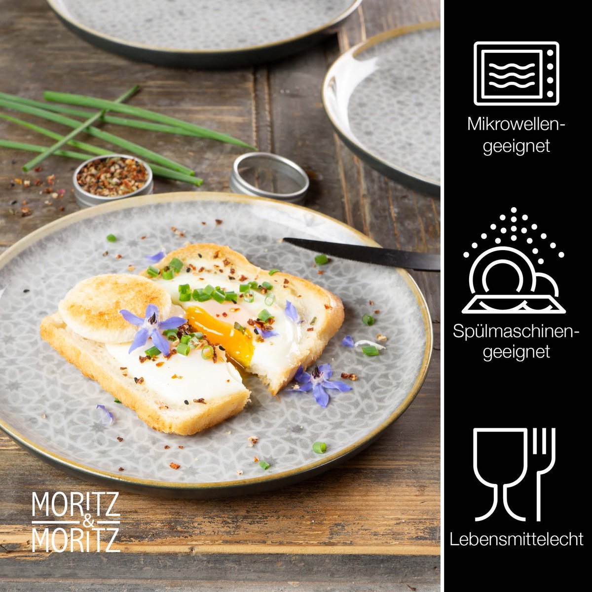 Moritz & Moritz TERRA 6-delige dessertbordenset grijs