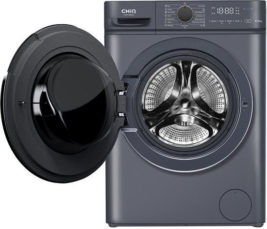 CHiQ CW07123863AX - Wasmachine - 7 KG - Space Pro - 16 programma's - AI Smart - Stoomwassen & Quick Wash - 12 jaar garantie op motor - Energieklasse A - 2025 Nieuw
