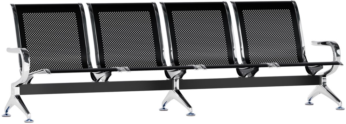 CLP Wachtruimtebank Airport - Luchthavenbank - Moderne Wachtkamerbank - met Rugleuning - Armleuningen - Chroomlook - zwart