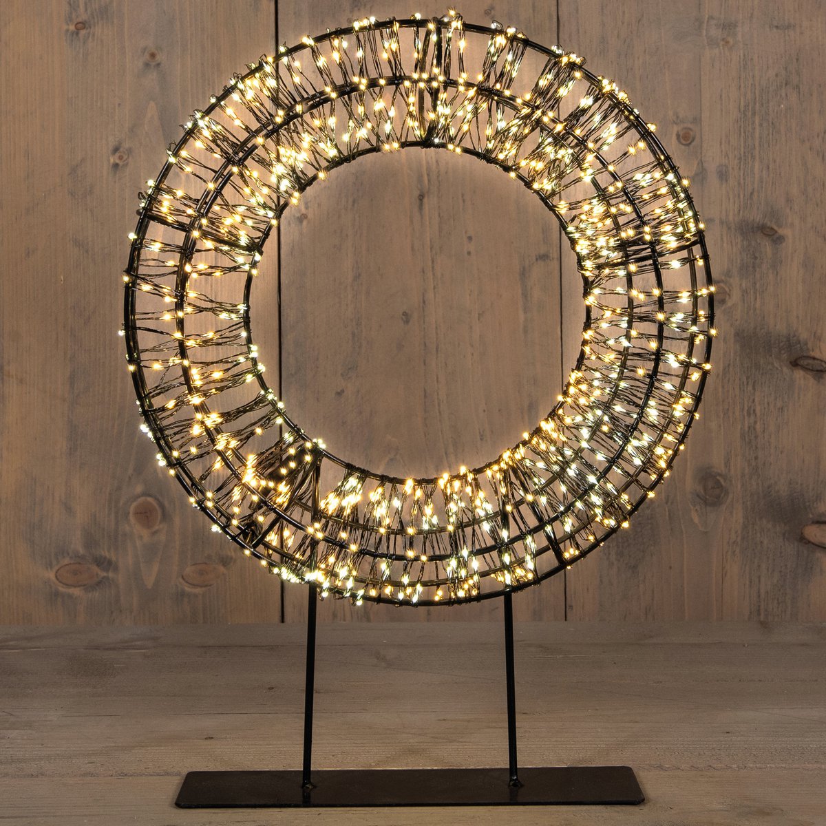 Anna's Collection Verlichte krans/decoratie ring - metaal - warm wit licht - D28 cm - 800 micro led lampjes - kerstverlichting kerstkrans