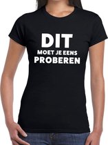 Dit moet je eens proberen beurs/evenementen t-shirt zwart dames L