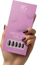Pink Gellac Press On Nails - 332 Sangria Red - Round Medium Plaknagels - 30 Press On Nagels Met Lijm, 30 Plakstickers, Cleaner Wipe, Nagelvijl, Woodstick en Size Matcher - Snel Aan Te Brengen Plak Nagels - Voor 7-14 Dagen Mooie Nagels