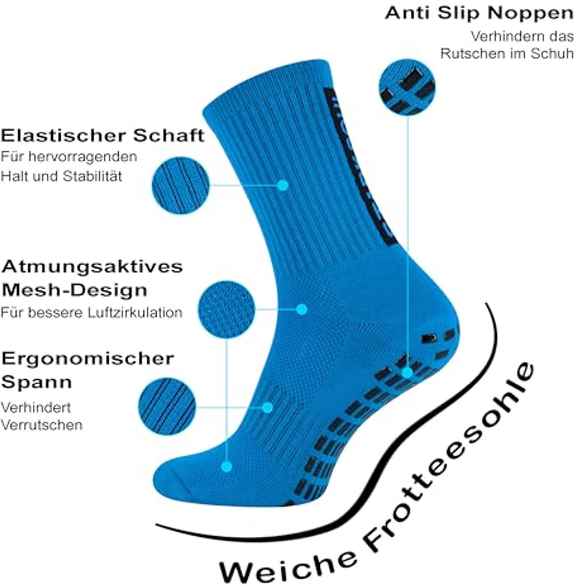 STARK SOUL Antislip sportsokken voor voetbal en sport – anti-slip grip-sokken voor een betere grip