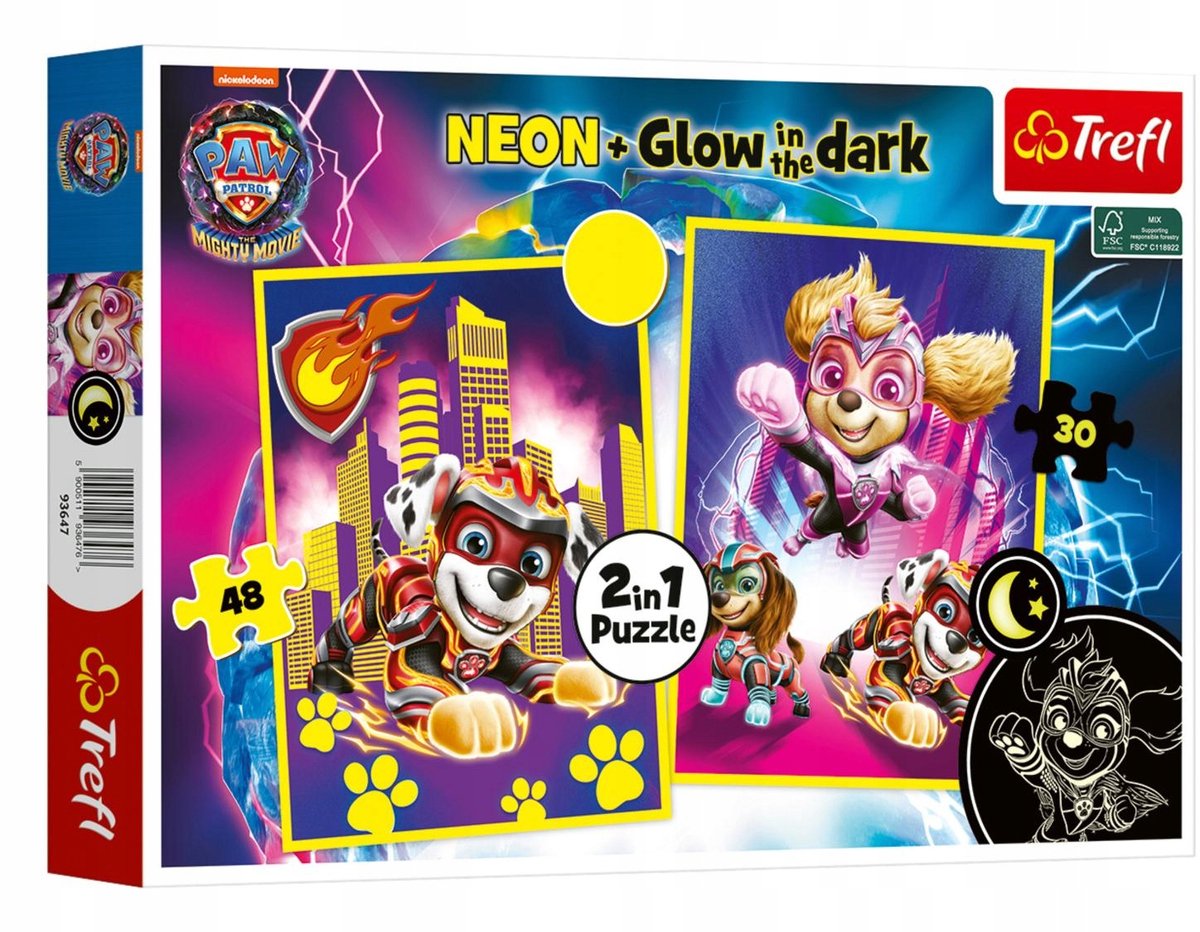 Paw Patrol Puzzels 2-in-1: Neon en Glow-in-the-Dark