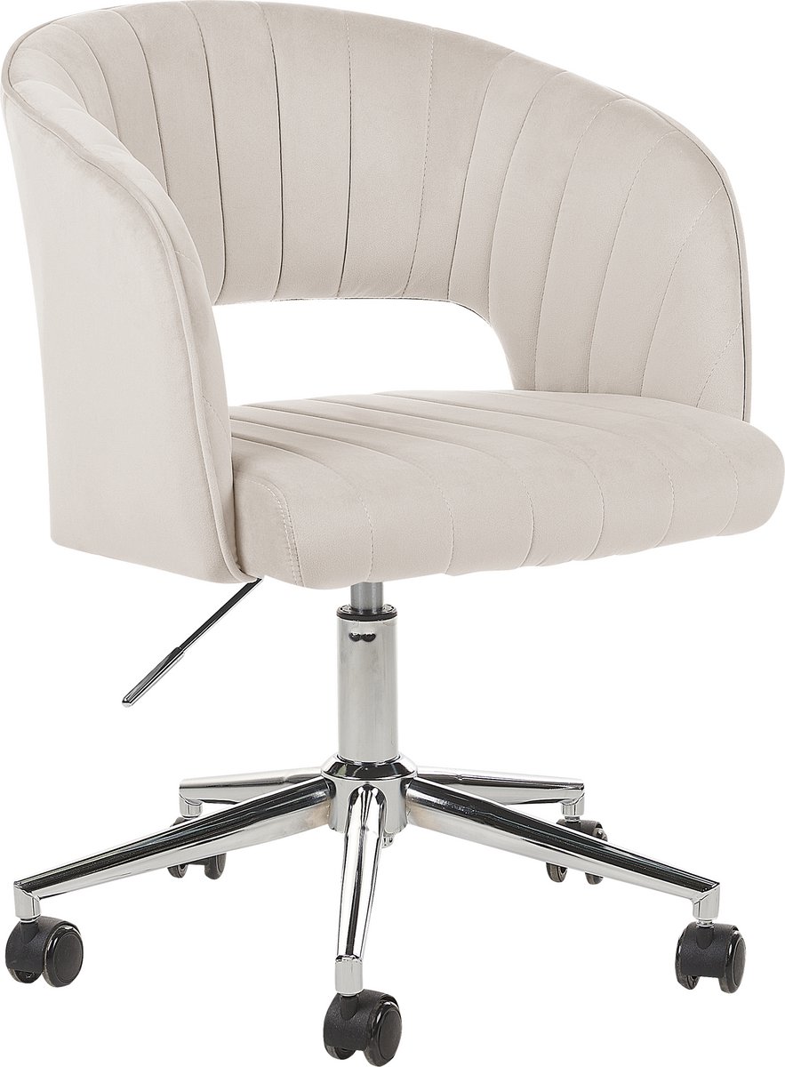 KATONAH - Bureaustoel - Lichtbeige - Fluweel