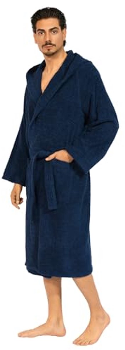 nice homeit Uniseks badjas voor dames en heren met capuchon, badstof van 100% katoen Oeko-Tex, zacht, absorberend, Italiaans design
