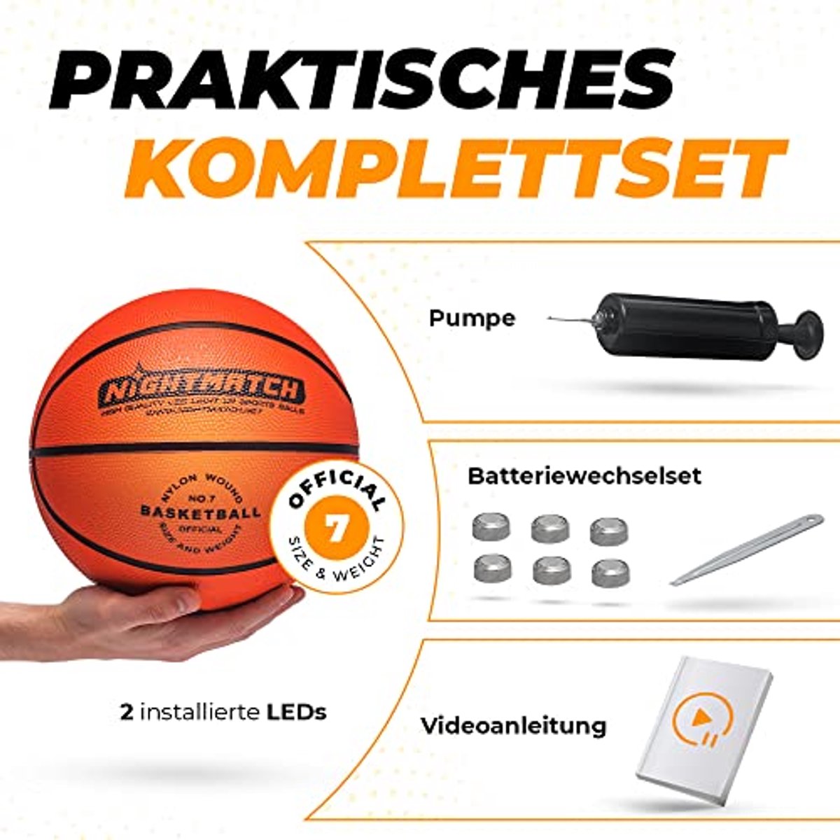 Waterdichte LED Basketbal - Maat 7 voor Avondspelletjes