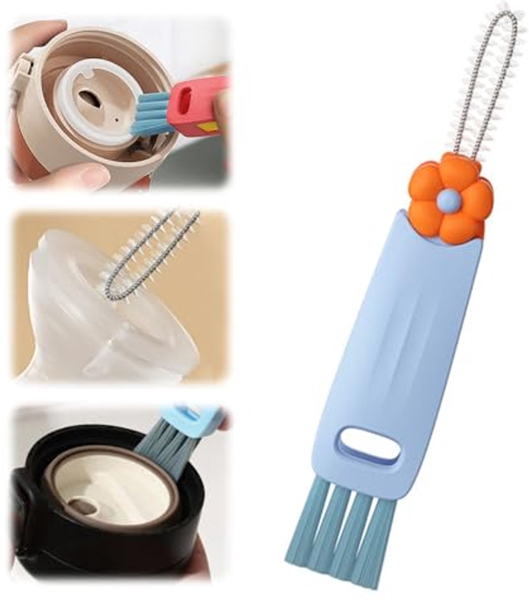 Multifunctionele 3-in-1 Reinigingsborstelset voor Bekerdeksels en Spleten