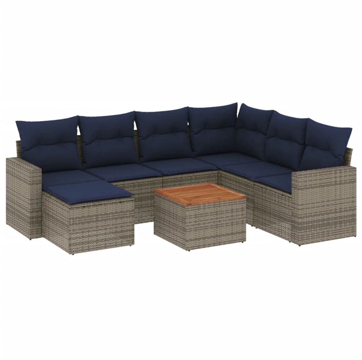 vidaXL - 8-delige - tuinbankset - met - kussens, - grijs - polyrotan