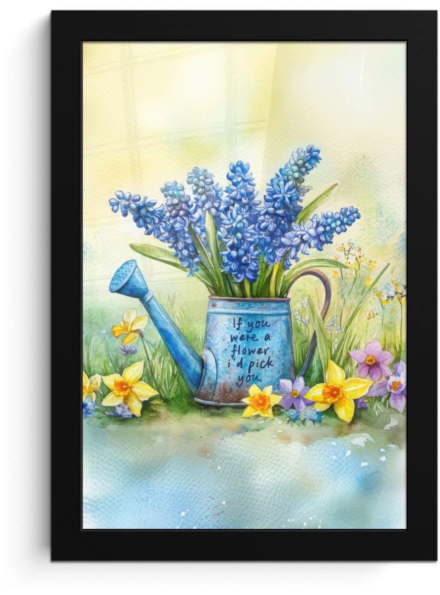 Poster in lijst - Fotolijst 20x30 cm - Posters - Lavendelbloemen - Quote - Gieter - Poster