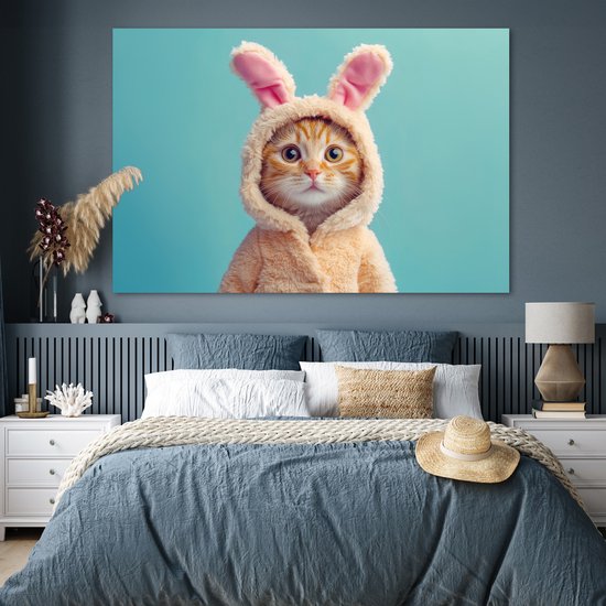 Affiche 180x120 cm - Lapin de Pâques - Chat - Costume - Posters - Décoration chambre - Décoration murale salon - Décoration murale chambre XXL