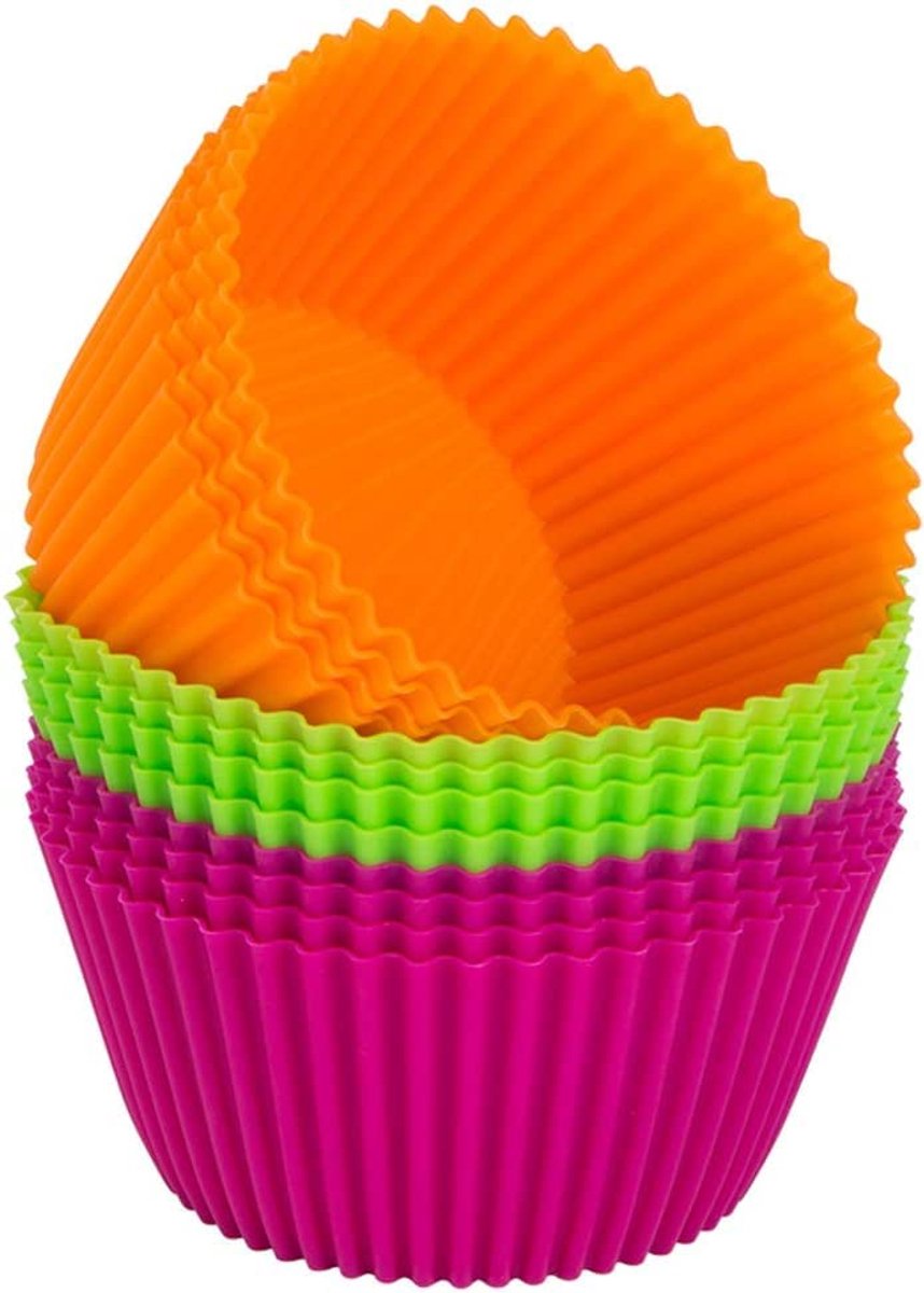 Goodivery® Set van 12 herbruikbare grote siliconen bakvormen voor muffins en meer