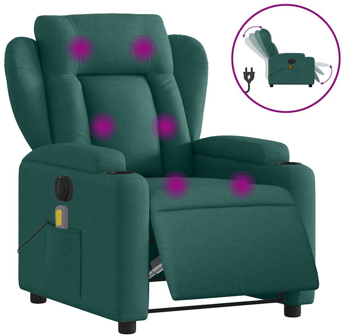 vidaXL Massagestoel - elektrisch - verstelbaar - stof - donkergroen