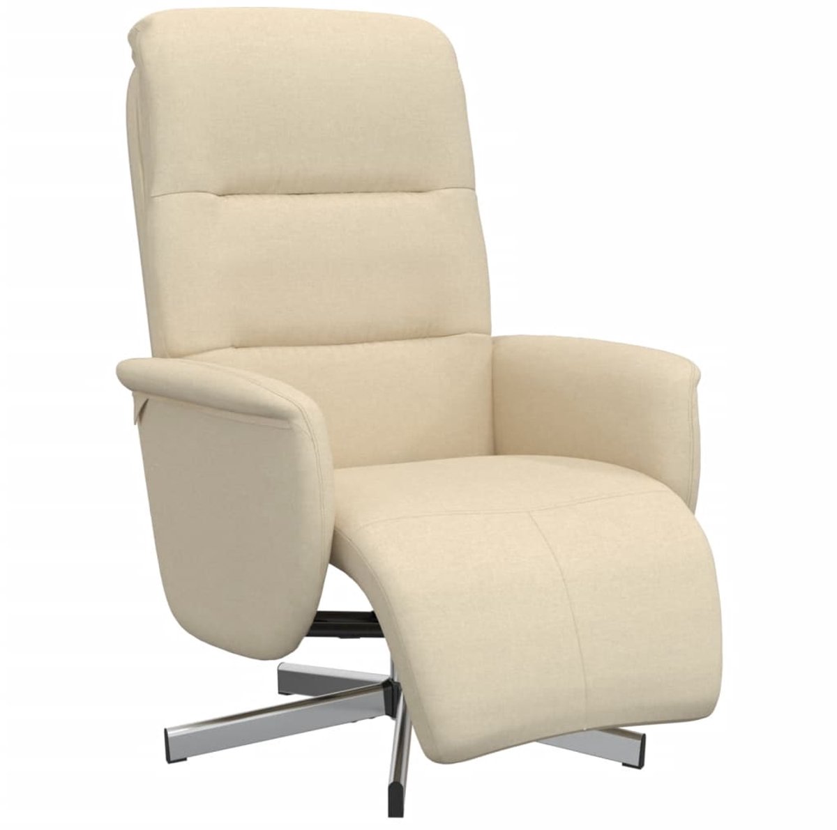 vidaXL Fauteuil - verstelbaar - met - voetensteun - stof - crèmekleurig