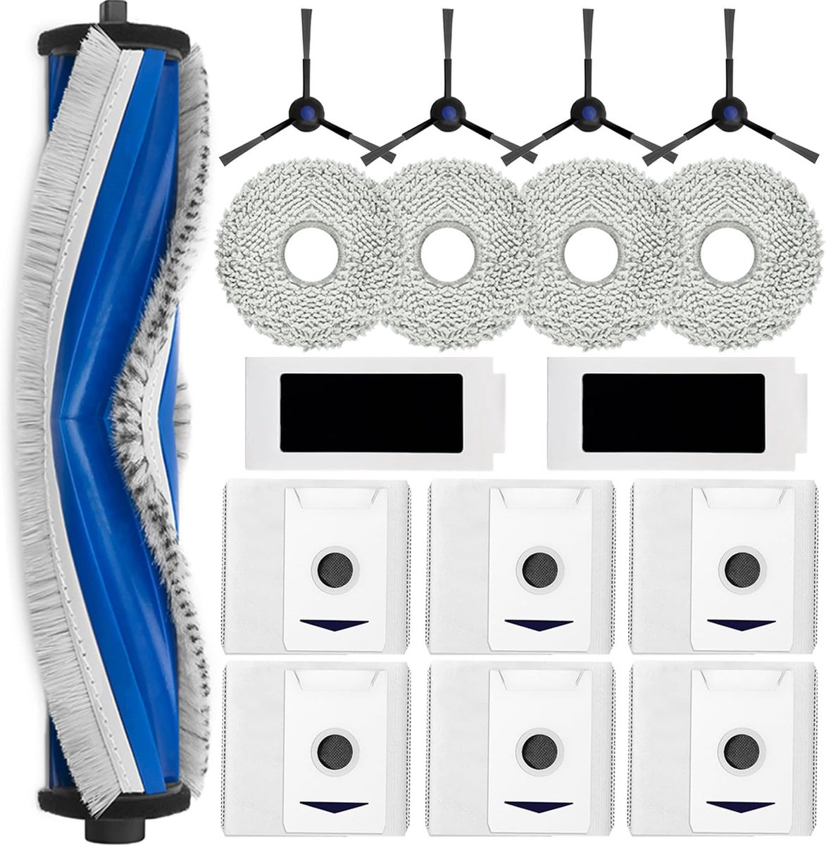 Accessoireset Geschikt voor Ecovacs Deebot T30 Omni/T30 Pro Omni, JKOISL 1 x rolborstel, 6 x stofzak, 4 x dweildoeken, 4 x zijborstels, 2 x filter, reserveonderdelen zuigrobot-accessoires