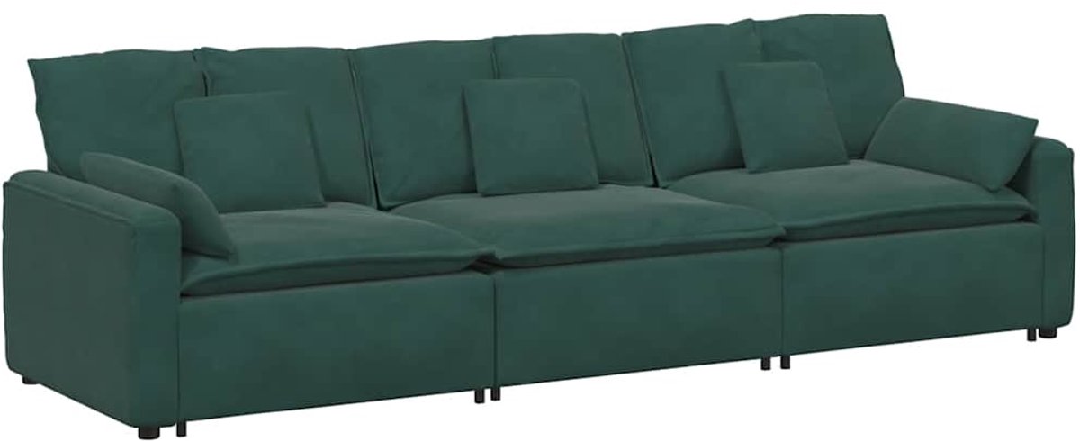 vidaXL - Modulaire - bank - met - kussens - donkergroen